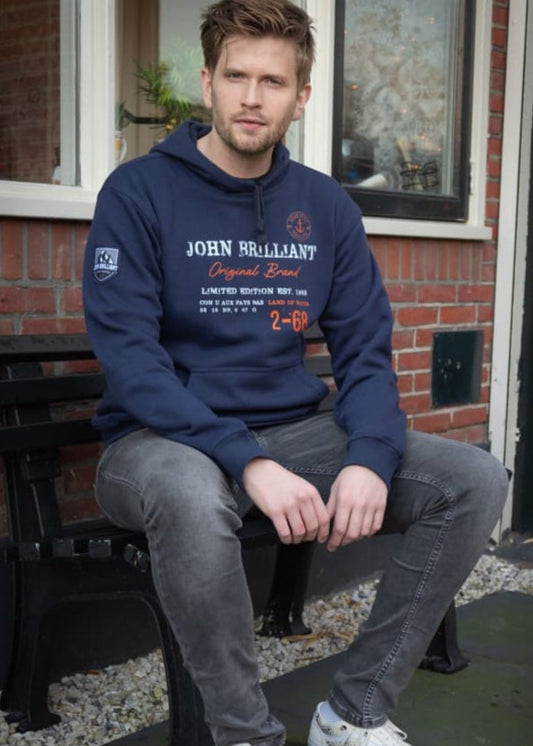 Wirvelvind Huvtröjan med nautiskt tryck, Mörkblå