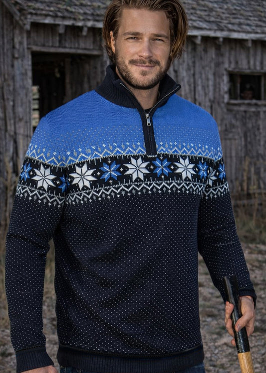 Wirvelvind Nordic Herrtröja Merino, blå & svart