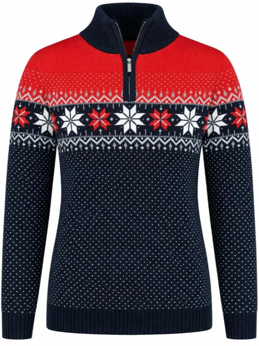 Nordic Tröja Merino, röd & blå