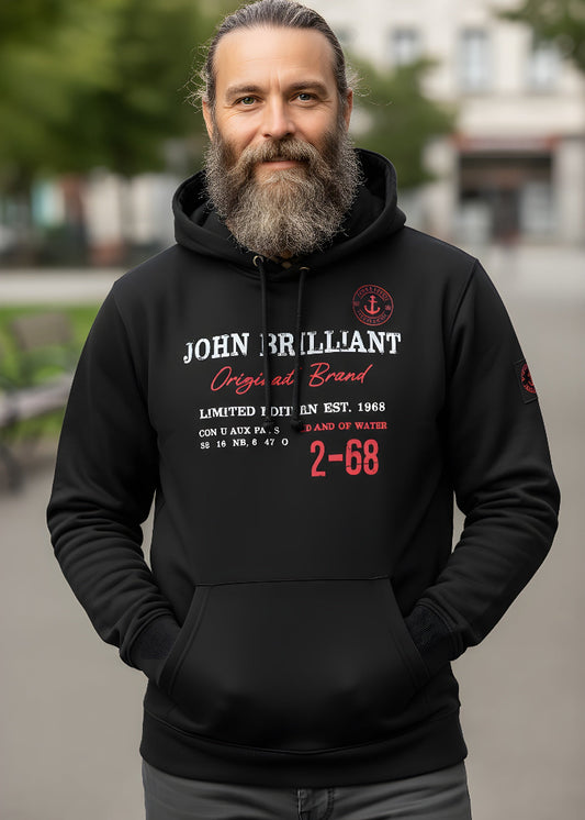 Wirvelvind Huvtröjan med nautiskt tryck, Svart