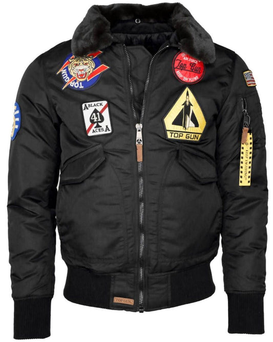 Wirvelvind Isolerad svart bomberjacka i nylon - Stick ut med stil
