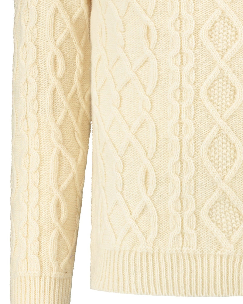 Wirvelvind Kraftig Aran-tröja, Benvit