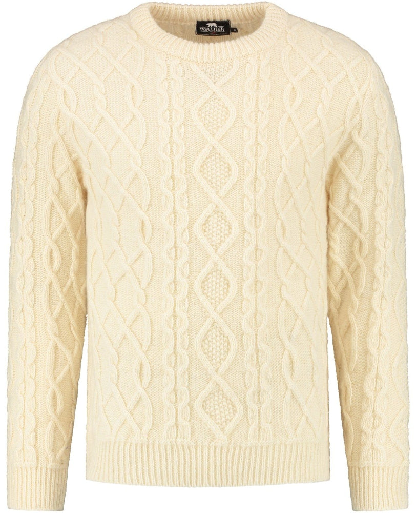 Wirvelvind Kraftig Aran-tröja, Benvit