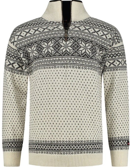 Wirvelvind Pullover av 100% ren ny ull, Benvit
