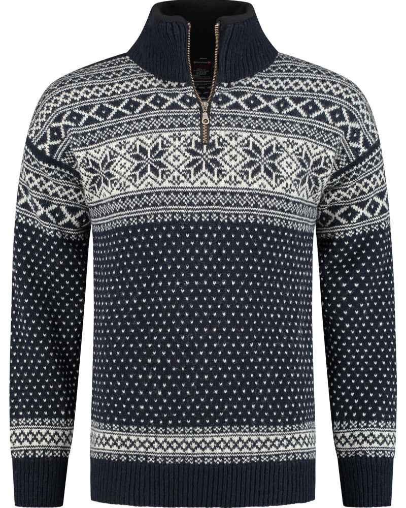Wirvelvind Pullover av 100% ren ny ull, Mörkblå