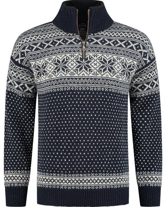 Wirvelvind Pullover av 100% ren ny ull, Mörkblå