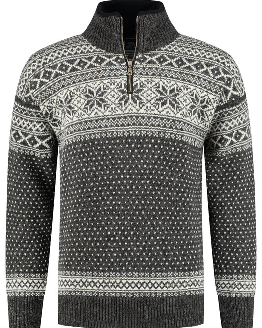 Wirvelvind Pullover av 100% ren ny ull, Mörkgrå