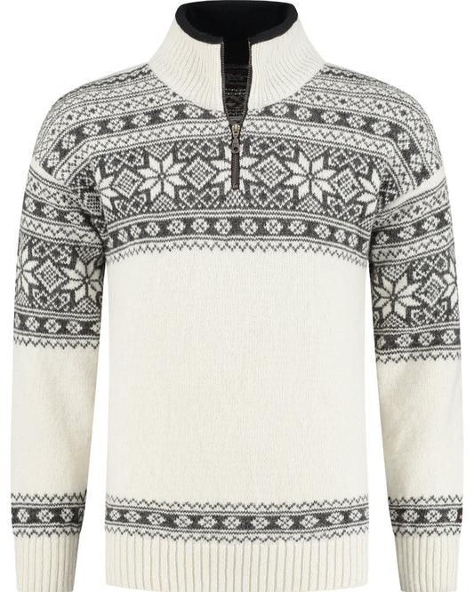 Wirvelvind Pullover i Setesdals design av 100% ren ull, Benvit