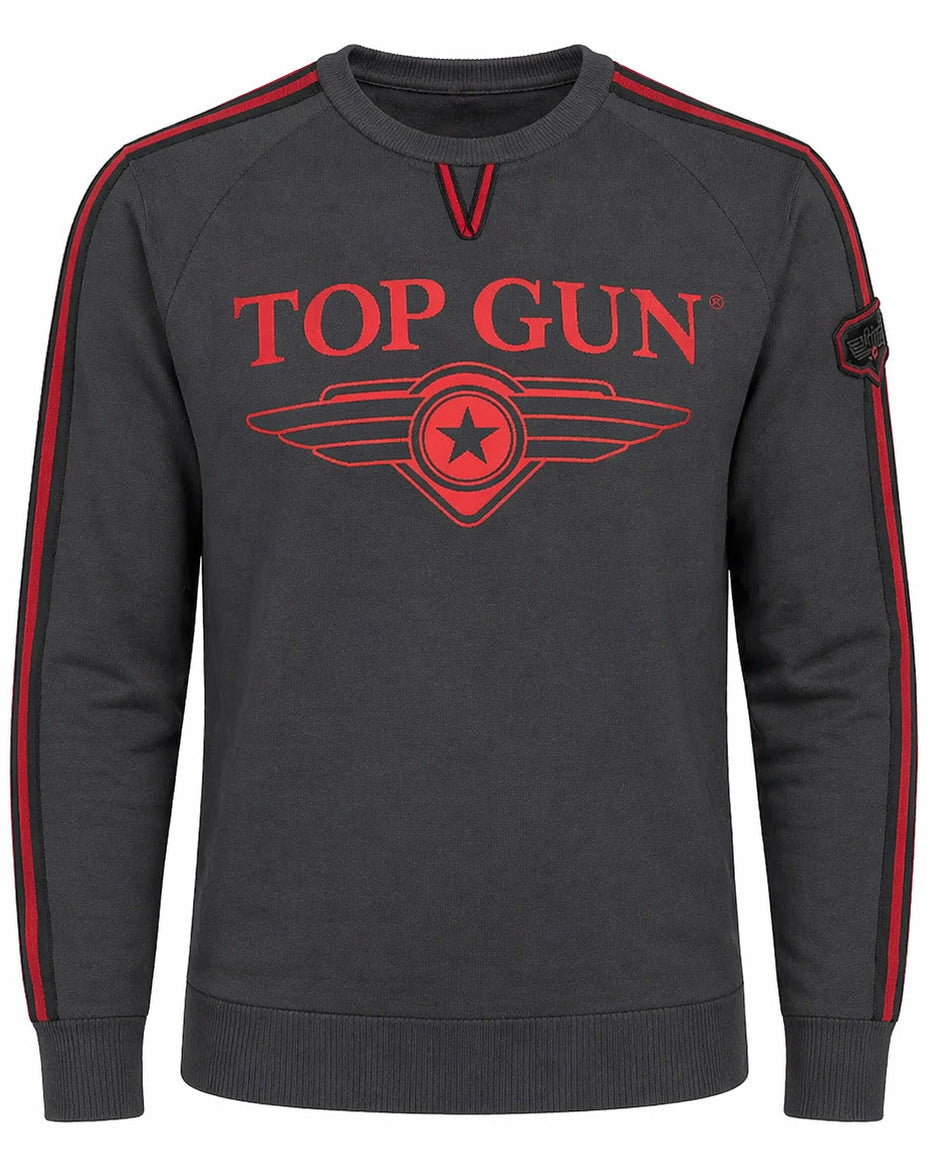 Wirvelvind Rundringad tröja "Streak Logo" med lappar, grå