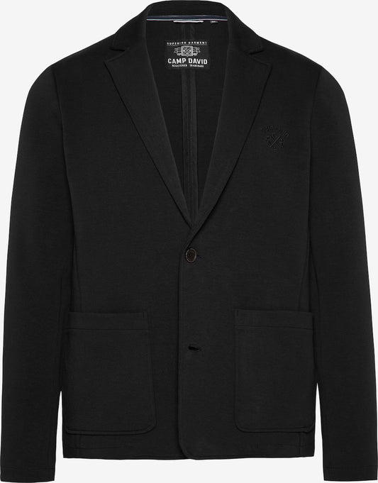Slim fit black blazer - cotton blend, smart-casual style 