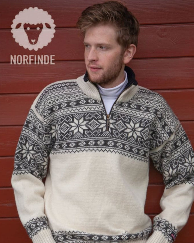 Wirvelvind Pullover i Setesdals design av 100% ren ull, Benvit