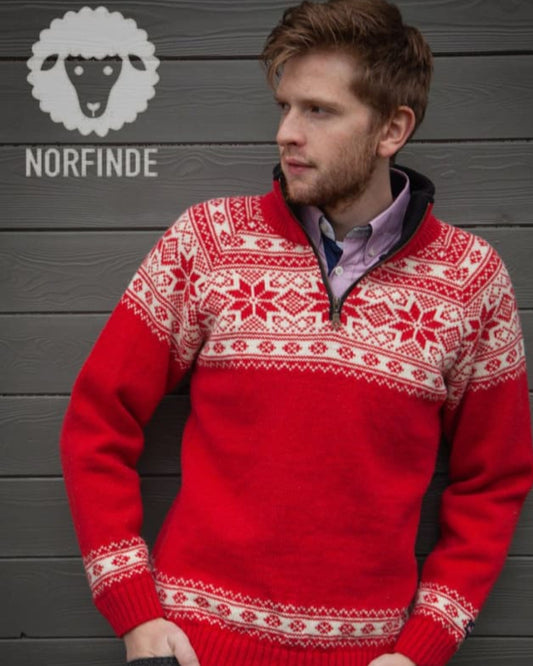 Wirvelvind Pullover i Setesdals design av 100% ren ull, Röd
